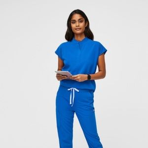 Figs Women's Short Sleeve Top in Bright Blue